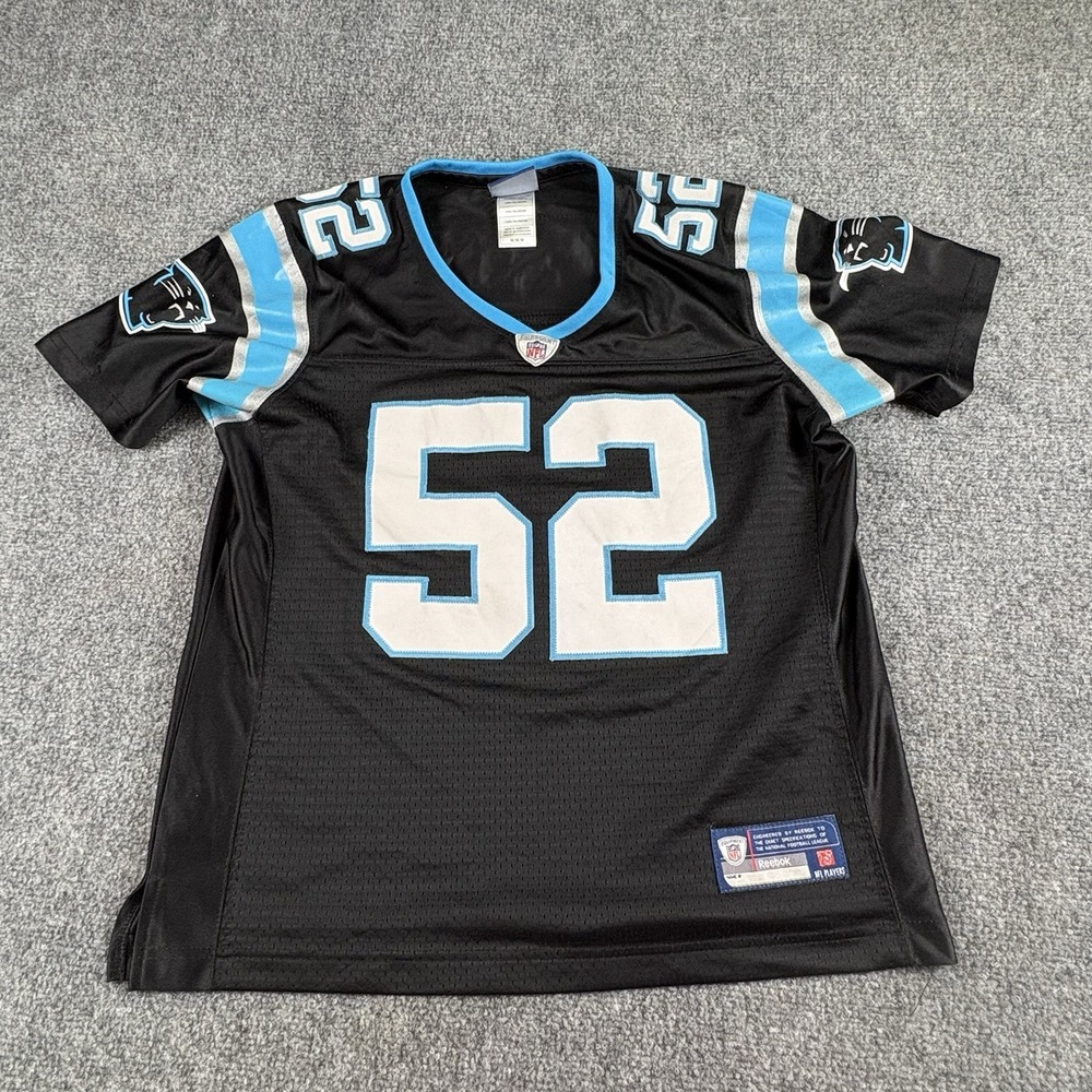 Reebok Panthers Beason 52 Jersey Women M Black Y2K NFL Football Runs small